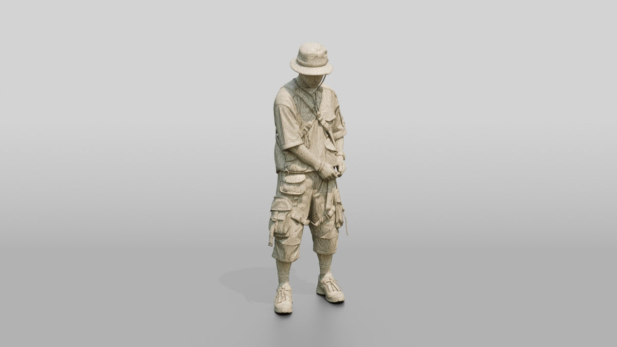 Techwear Man with Crossbody Harness - wireframe topology preview