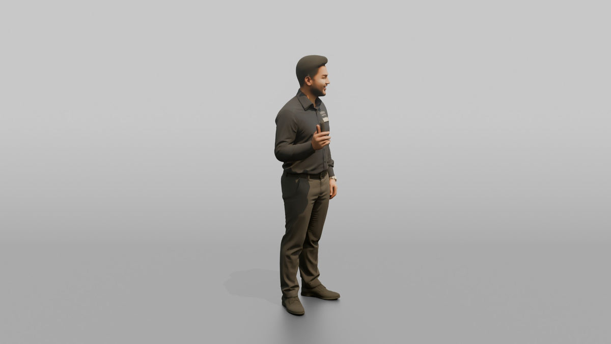 Host Man Holding A Pager Buzzer Device - 3D character model, view 2