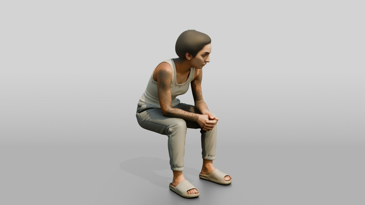 Middle Eastern Female Prisoner in Grey Joggers
