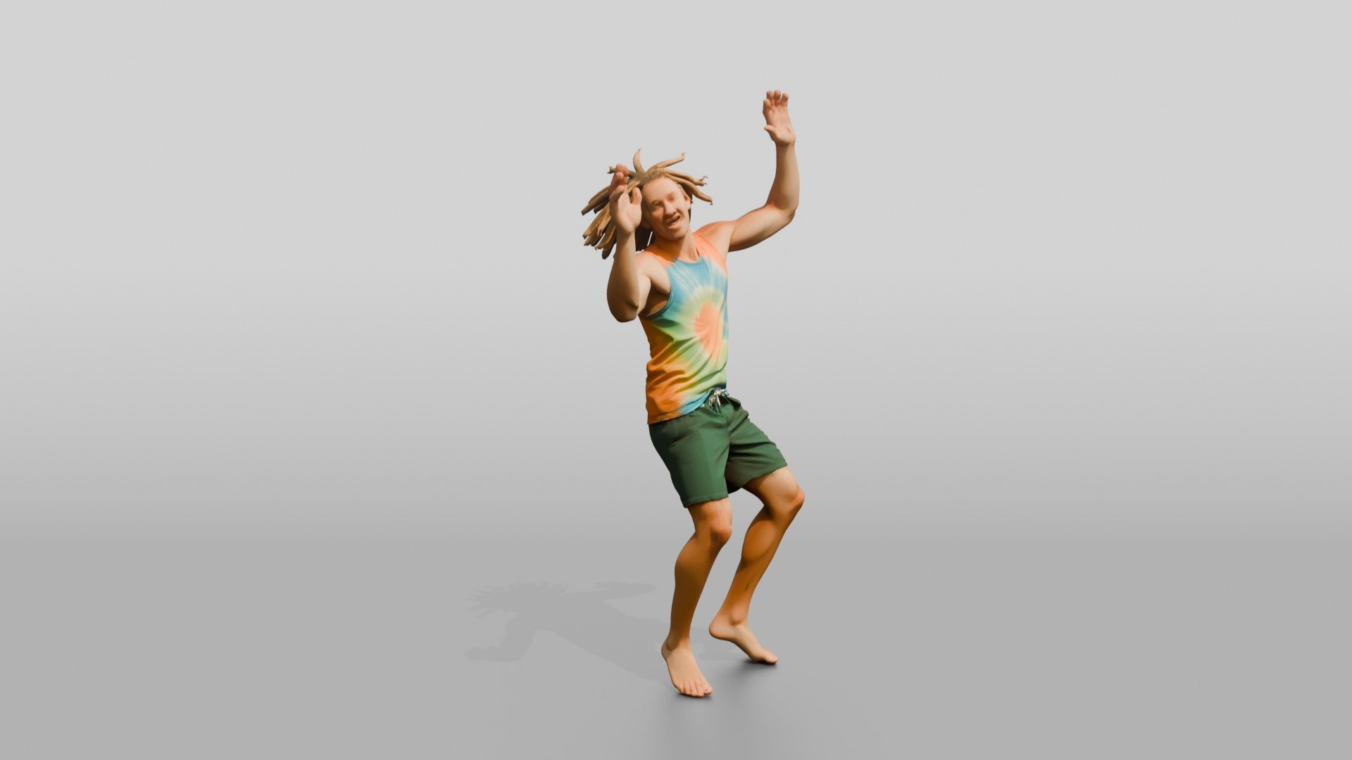 Tie-Dye Hippie Jumping with Joy