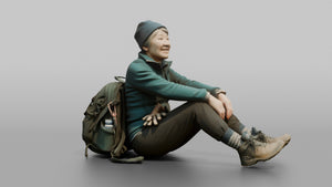 Hiker Sitting with Legs Stretched Out - 3D character model, view 1