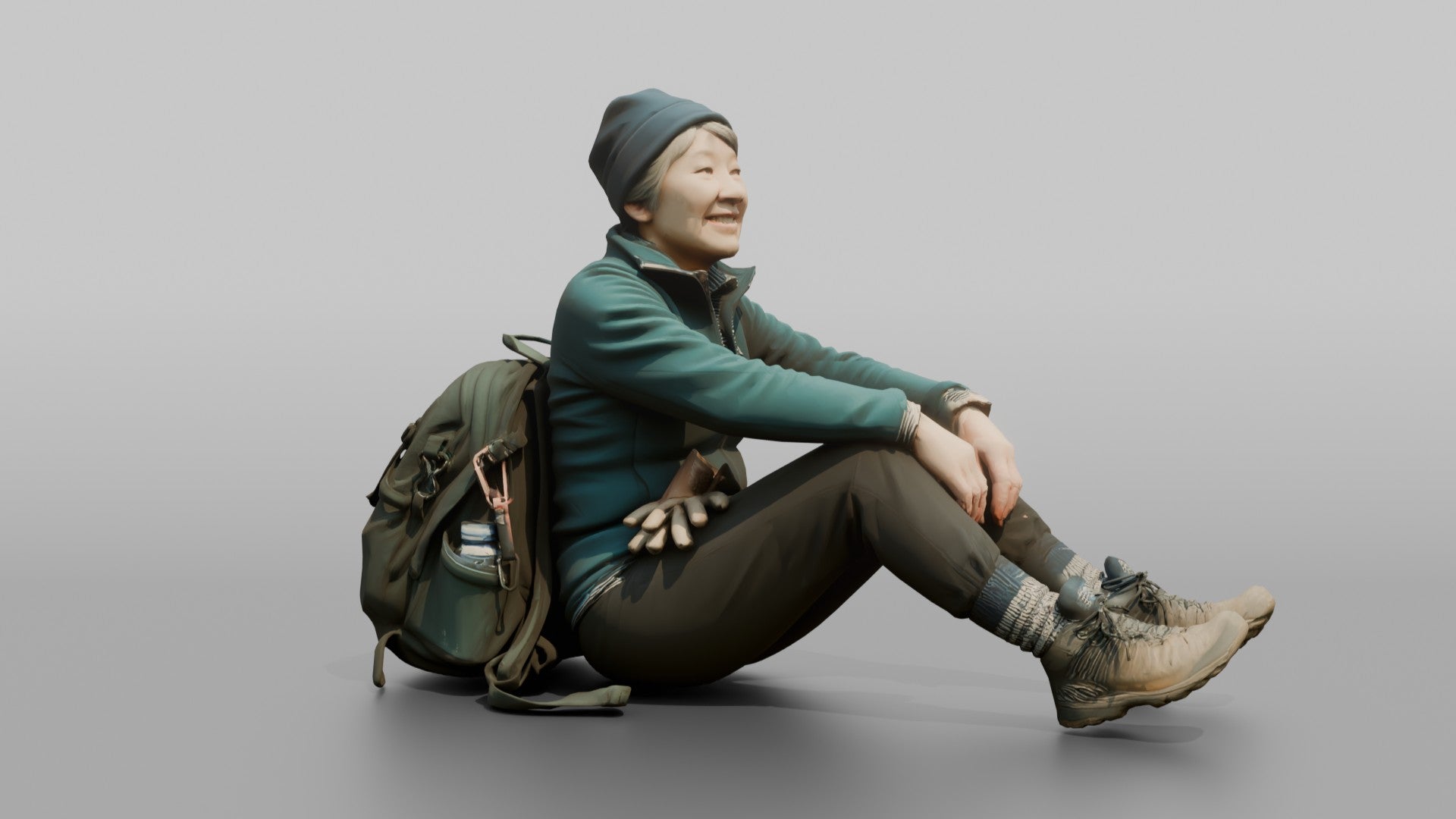 Hiker Sitting with Legs Stretched Out