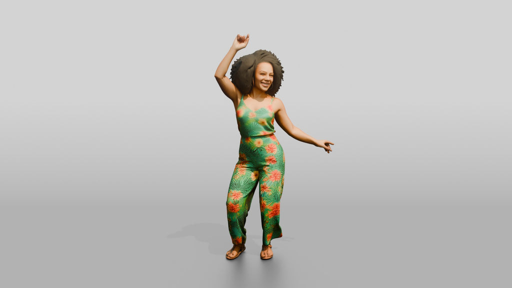 Woman Dancing in a Green Jumpsuit