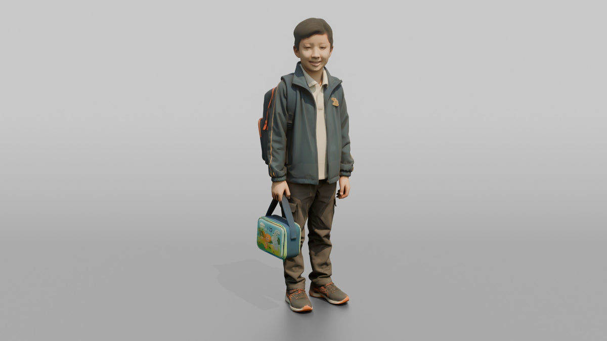 Son Carrying A School Lunchbox By Its Handle - 3D character model