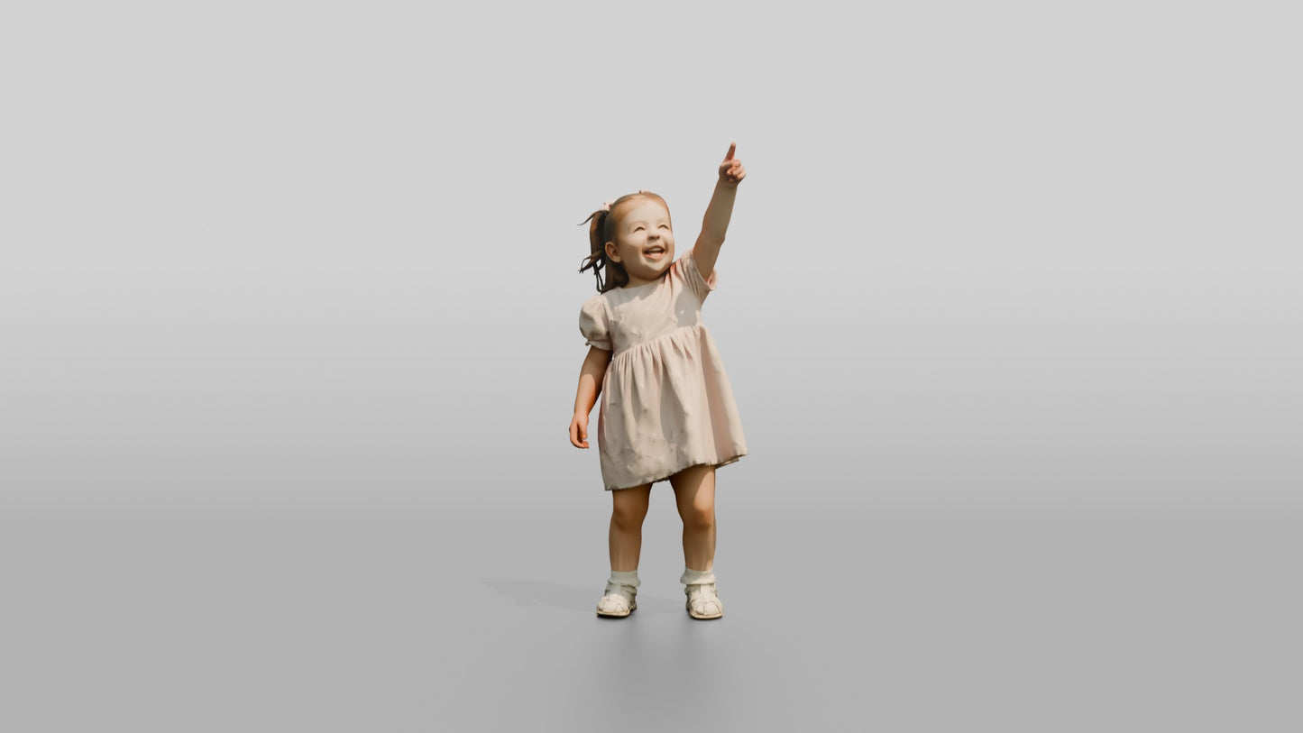 Toddler Maltese Girl Pointing Up in Excitement