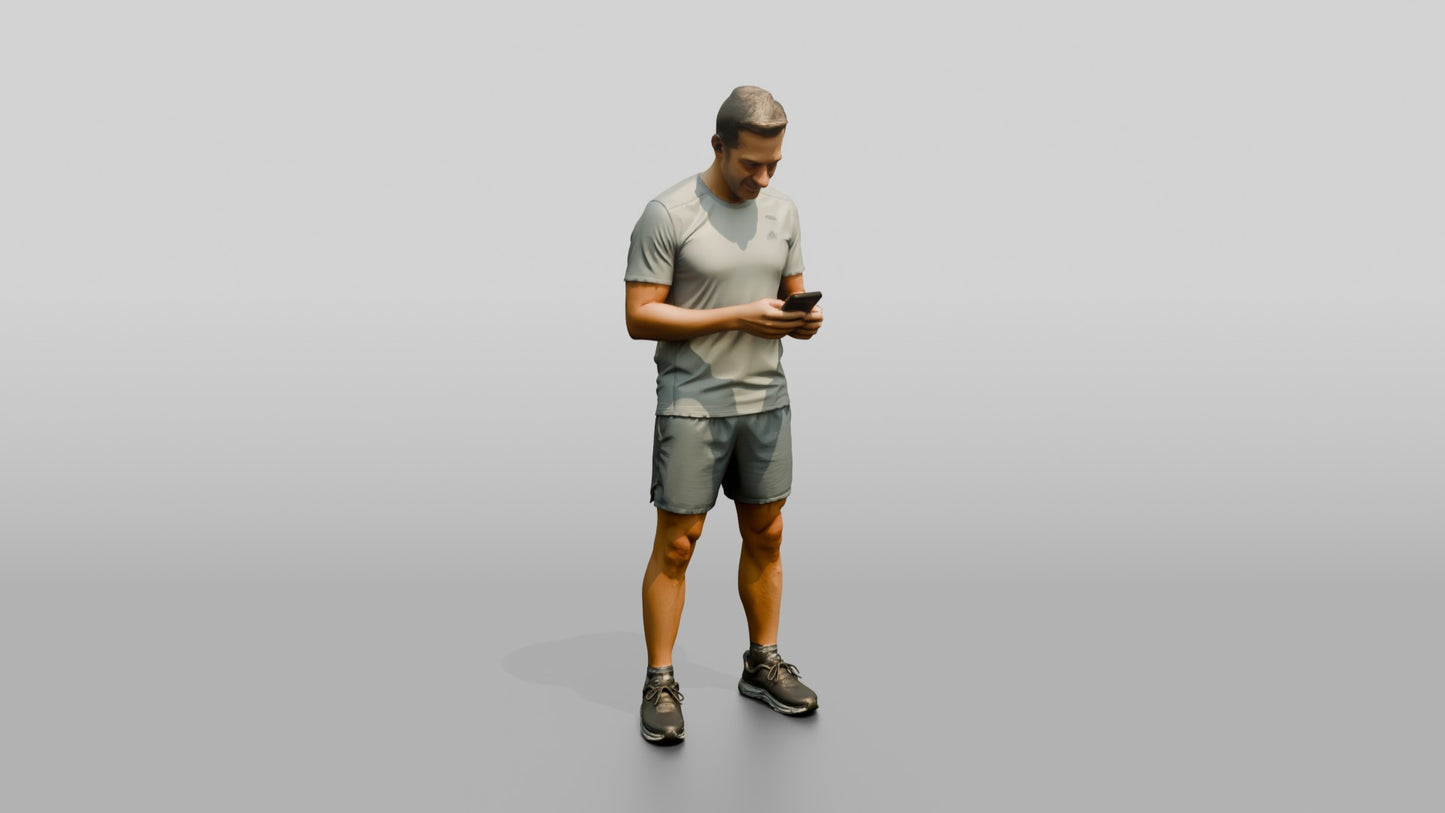 Middle-Aged Athletic Greek Man Checking His Phone