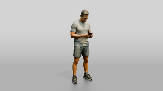 Middle-Aged Athletic Greek Man Checking His Phone - 3D character model, view 1