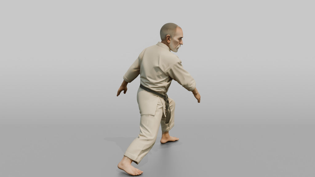 Karate Sensei Authoritative Downward Open-palm Block