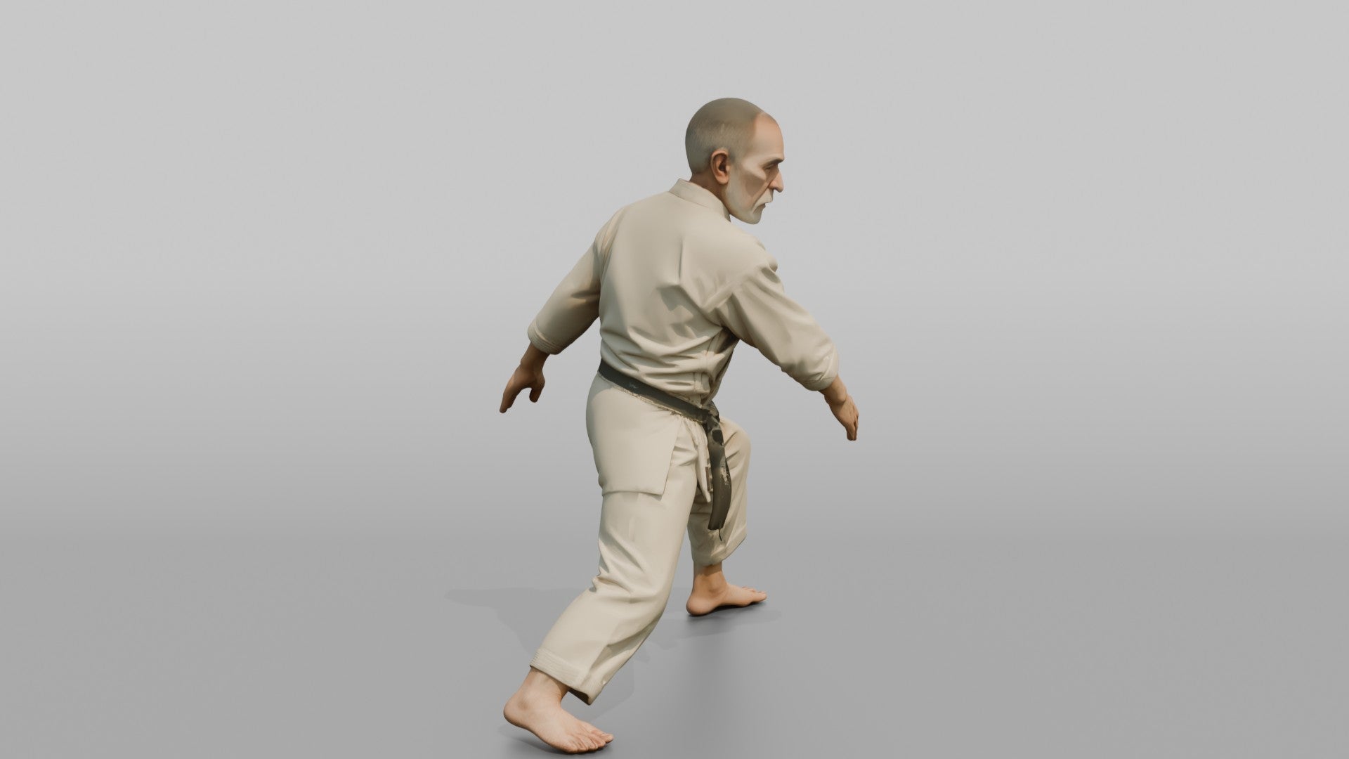 Karate Sensei Authoritative Downward Open-palm Block