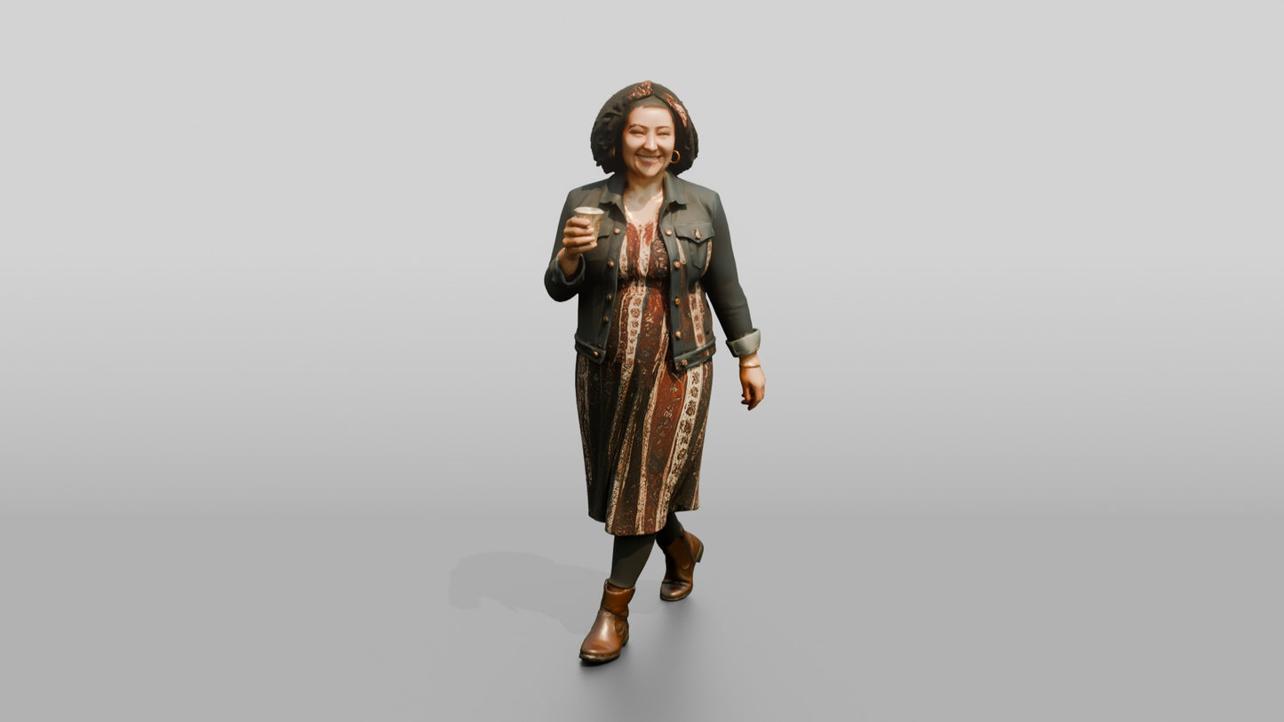 Woman Walking with Coffee Cup