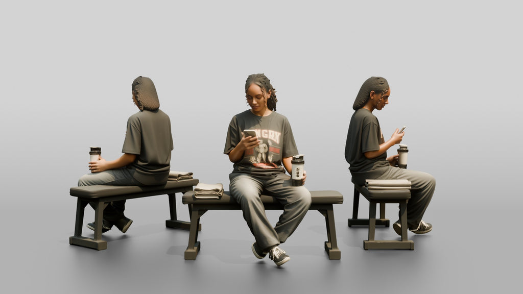 Woman Sitting with Protein Shaker