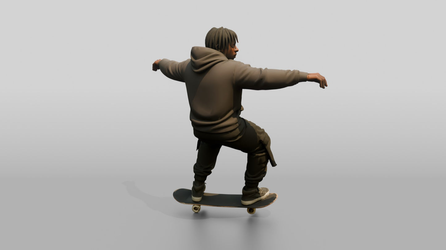 Skateboarder Man Balancing Trick Pose