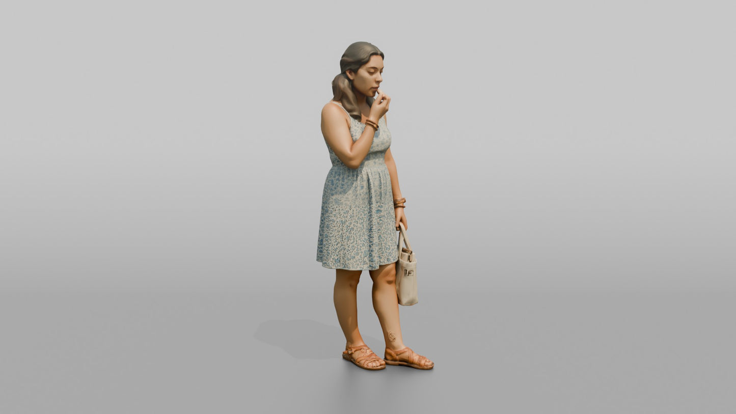 Vacationer Wearing Sundress And Leather Sandals