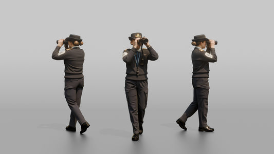 Navigation Officer Scanning the Horizon with Binoculars