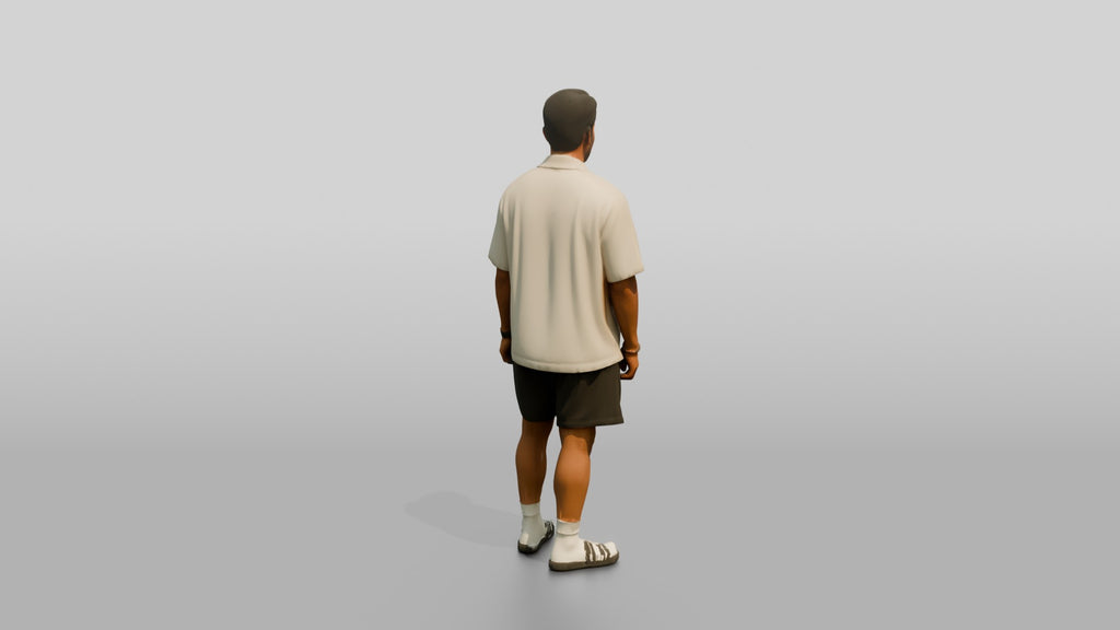 Man Rolling Up His Shorts Hem