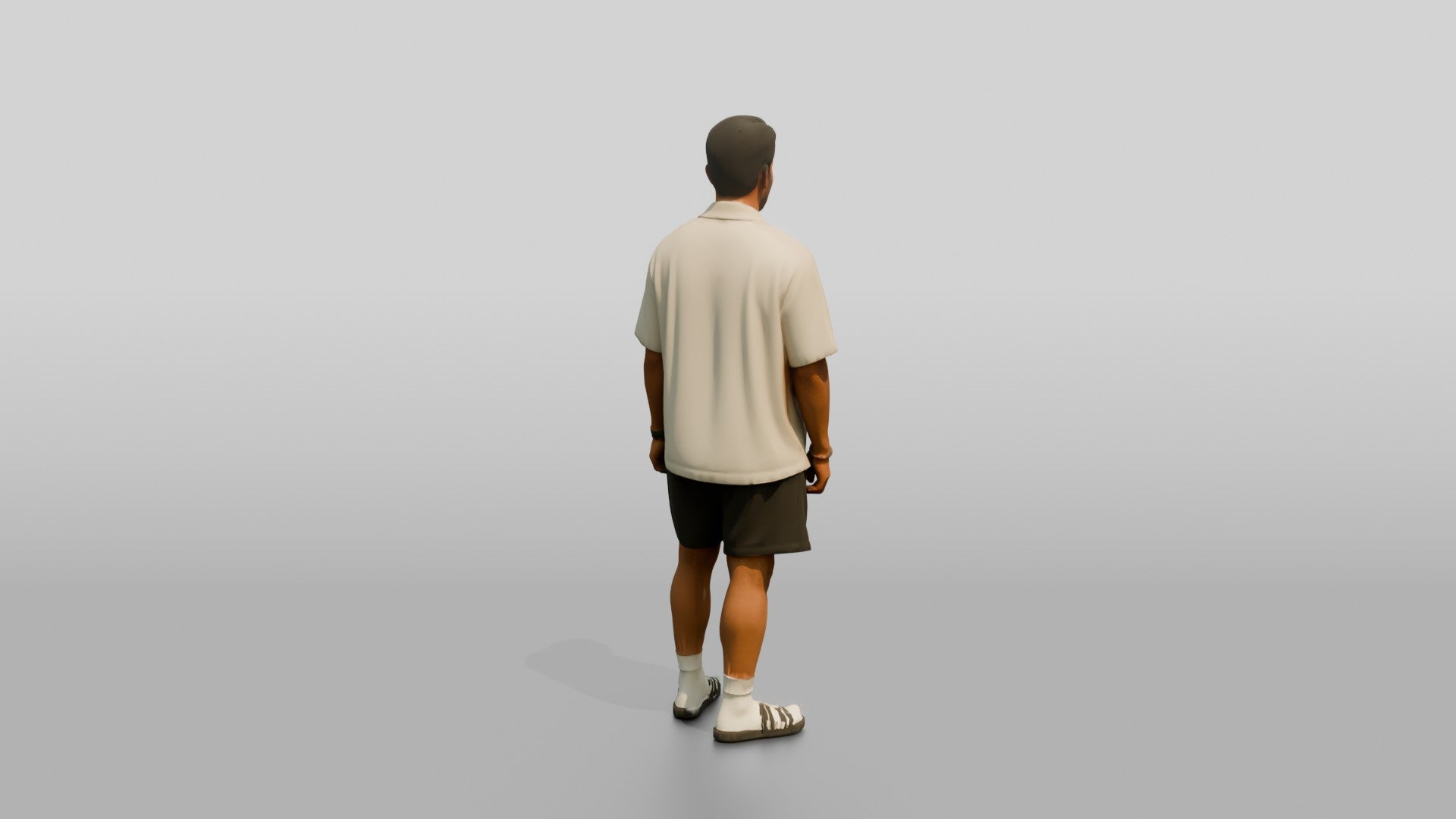 Man Rolling Up His Shorts Hem
