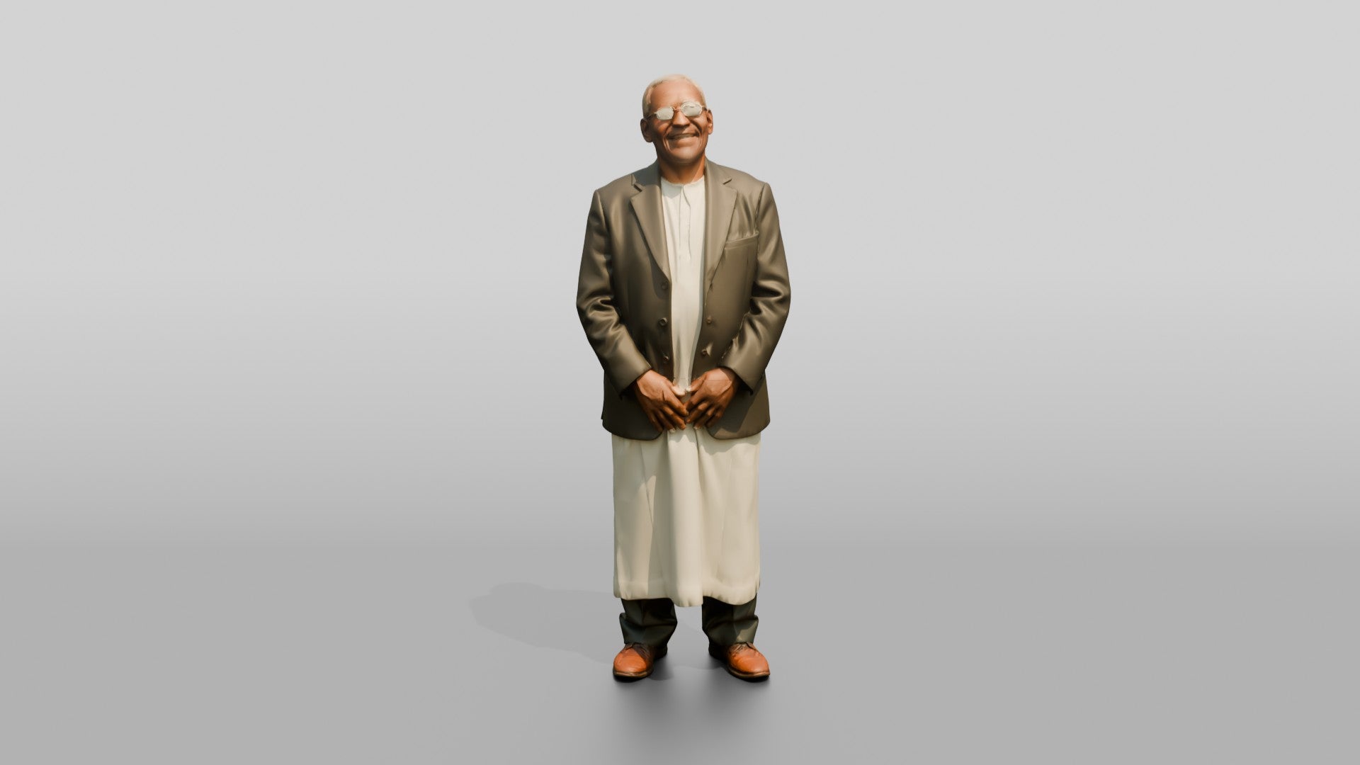 Elderly African Man in a Tweed Jacket Laughing