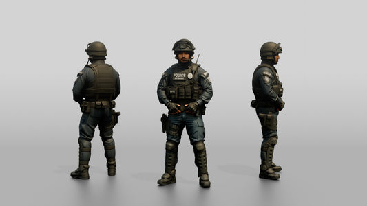 Riot Police Officers Standing in Gear