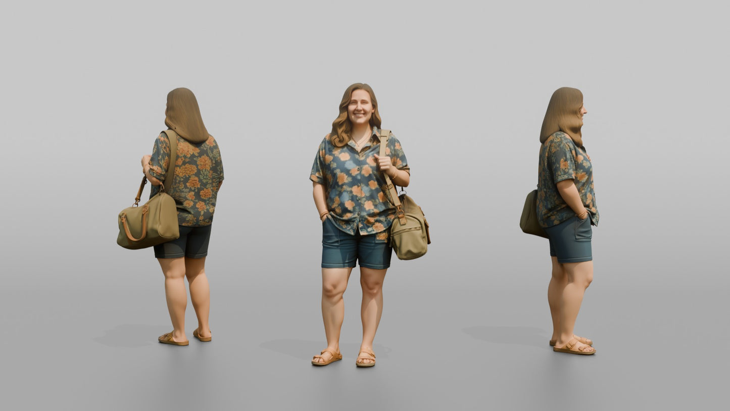Vacationer Wearing Loose Floral Shirt