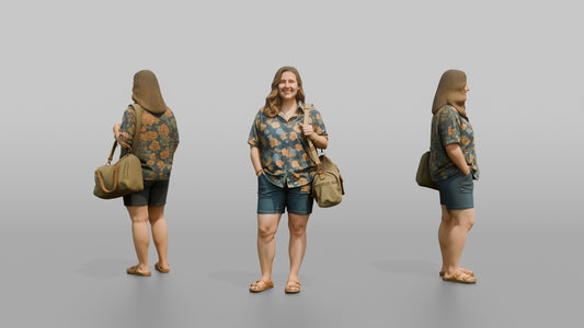 Vacationer Wearing Loose Floral Shirt - 3D character model