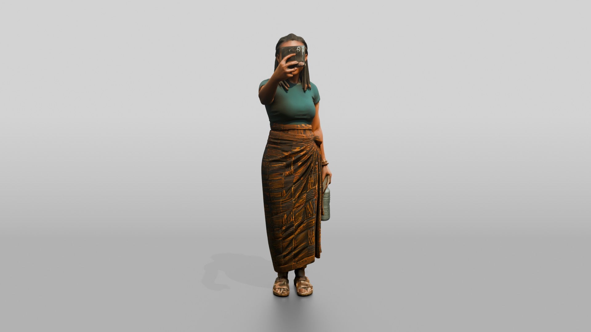 Young African Woman Taking a Selfie in a Wrap Skirt
