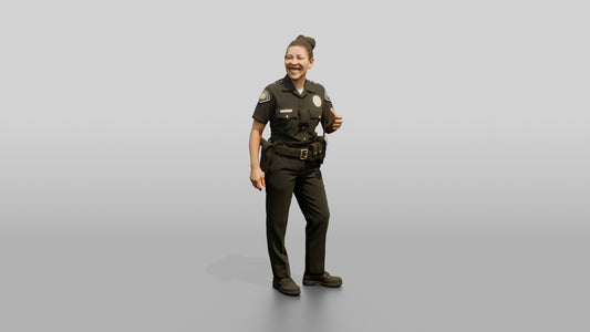Laughing Female Police Officer - 3D character model, view 1