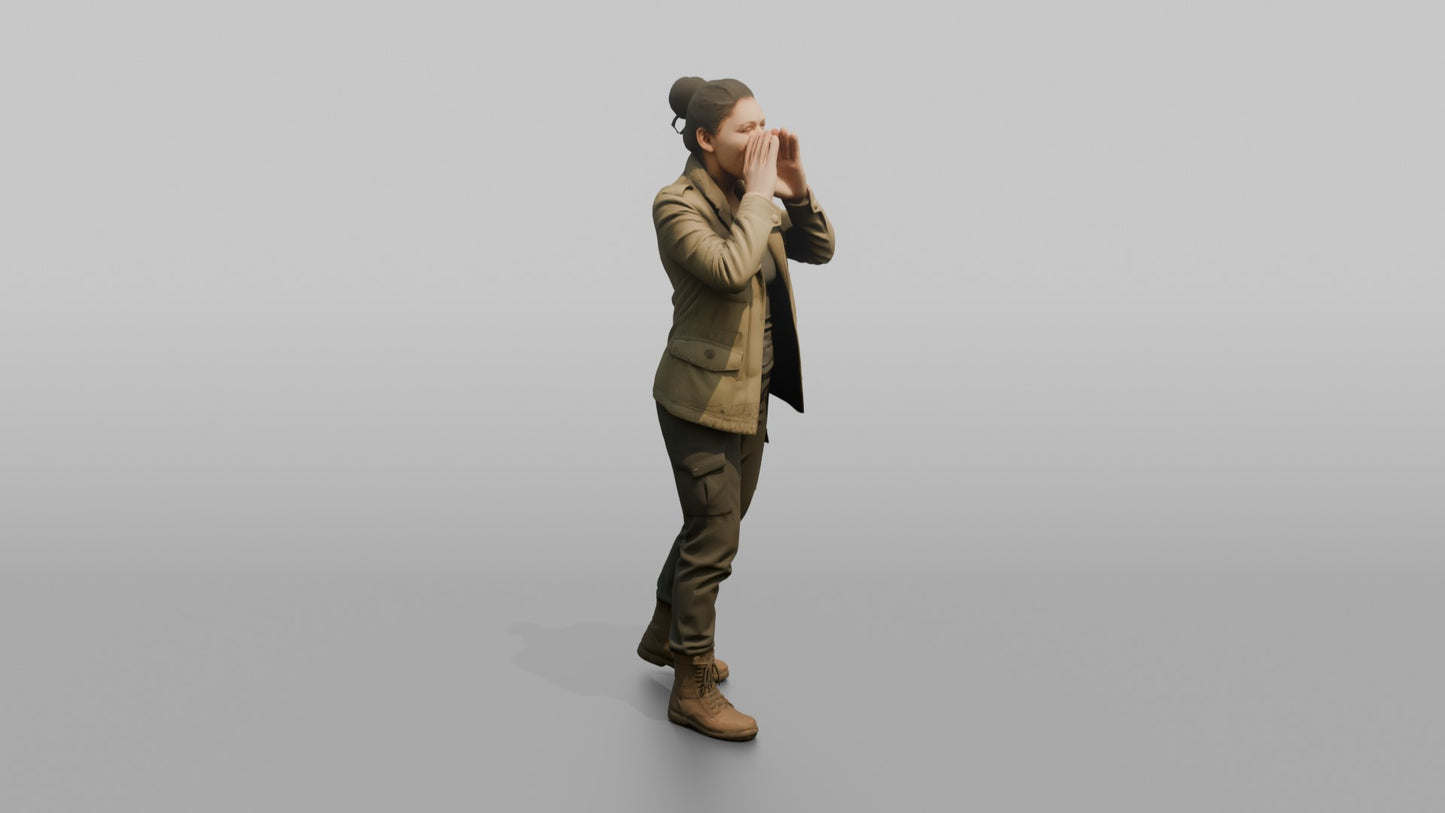 Protester Woman Shouting with Hands Cupped