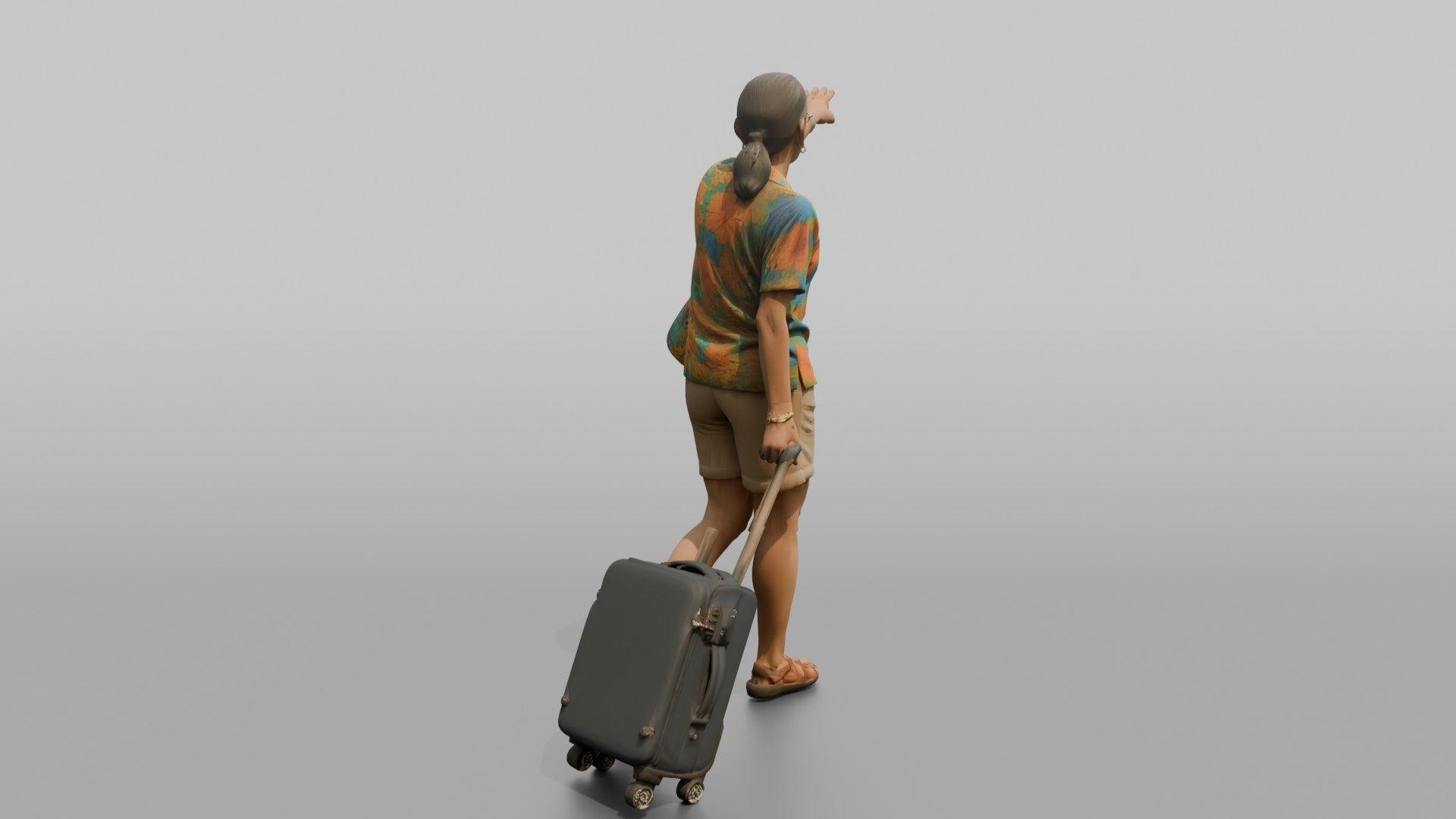 Traveler Pointing Toward The Gate