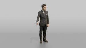 Black Flight Attendant Pouring Tea into a Cup - 3D character model, view 1