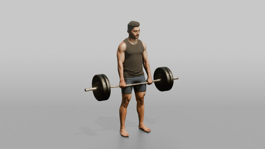 Weightlifter Man Holding A Loaded Barbell At The Hips - 3D character model
