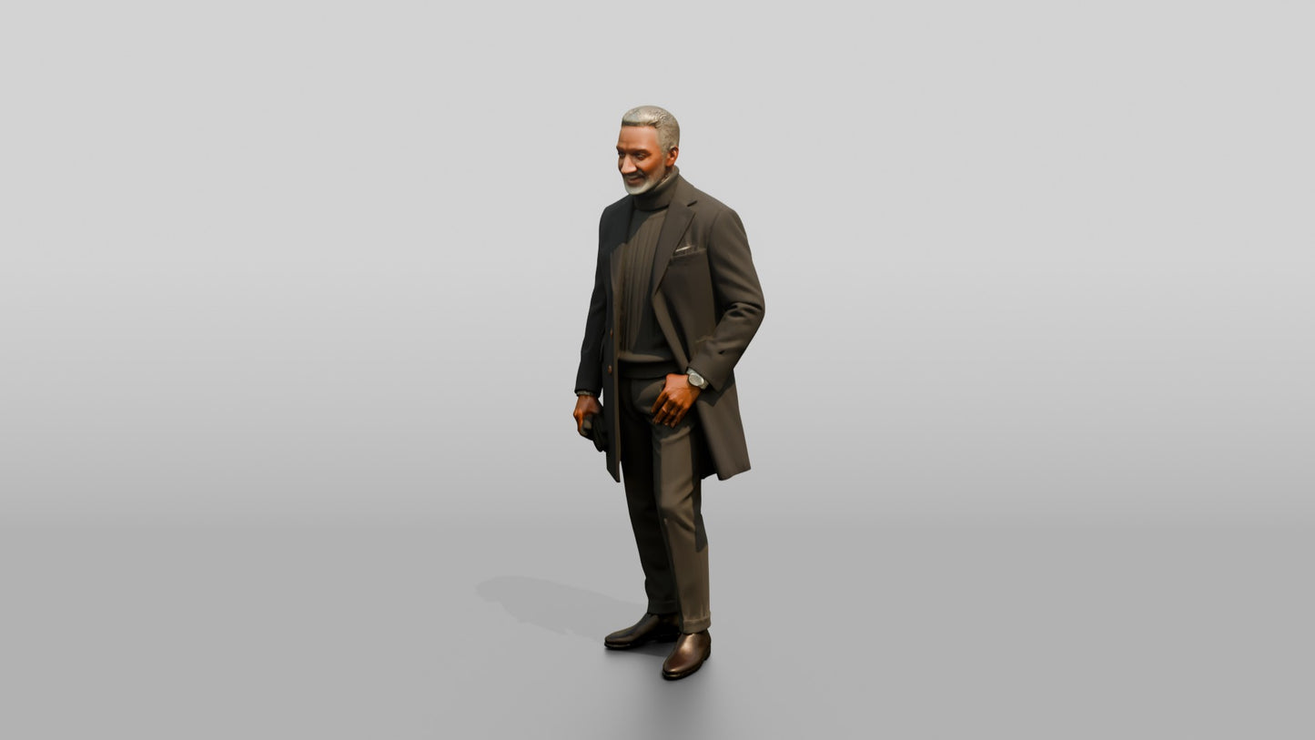 African-American Gentleman in Tailored Winter Jacket