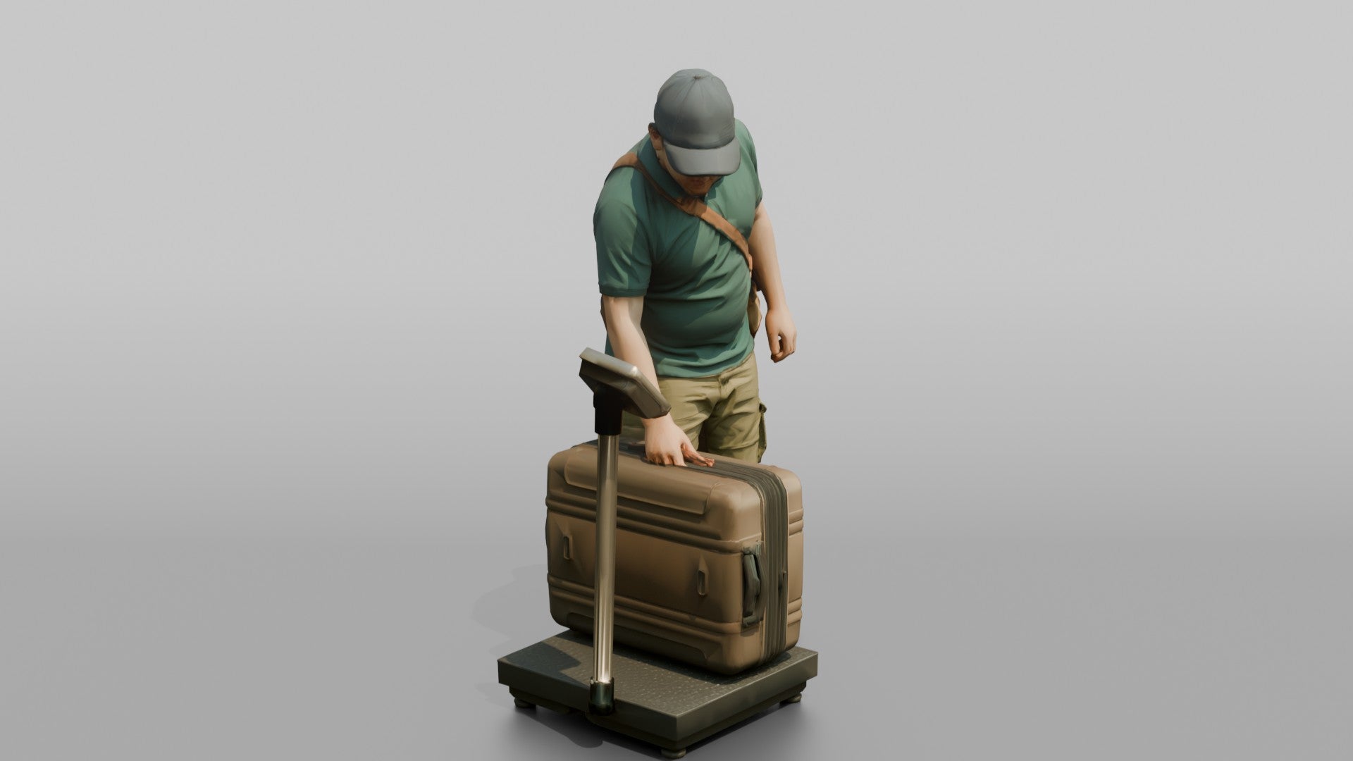 Traveler Weighing His Suitcase