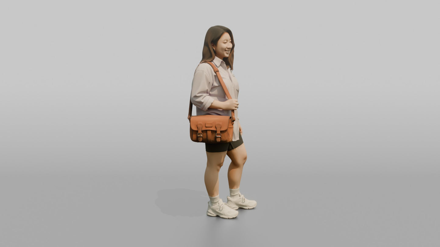 Vacationer Wearing Oversized Pastel Shirt And Bike Shorts