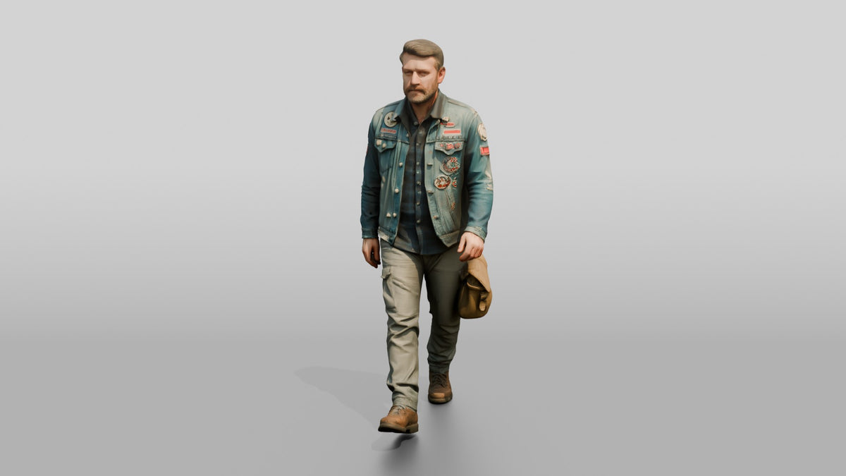 Caucasian Male Walking - 3D character model, view 4