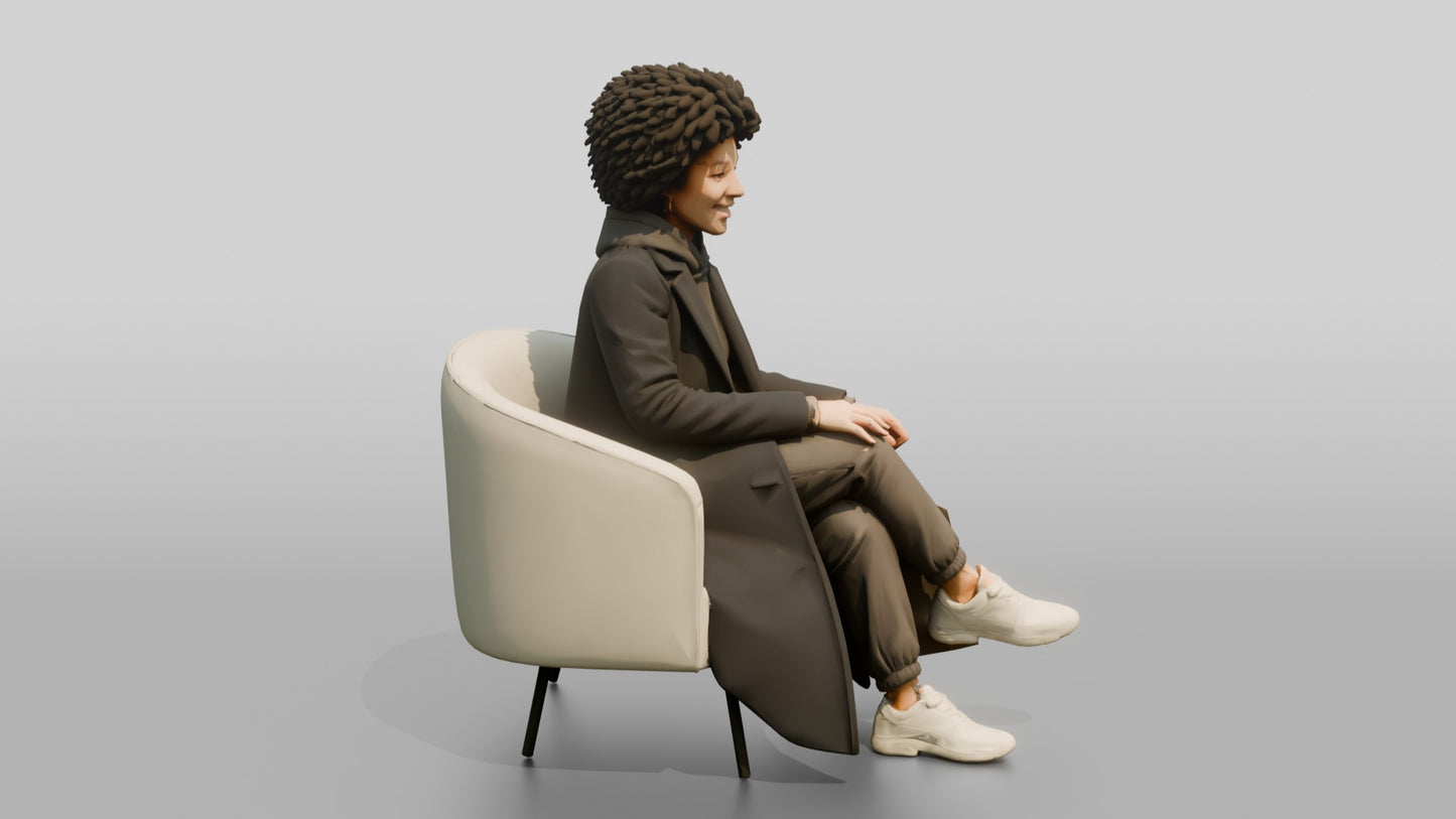 African-American Woman in Wool Winter Coat