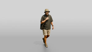 Man Unzipping High Collar of Surf Shirt - 3D character model, view 1