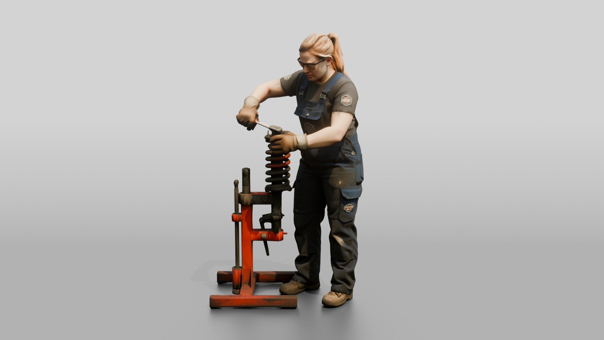 Mechanic Replacing a Shock Absorber