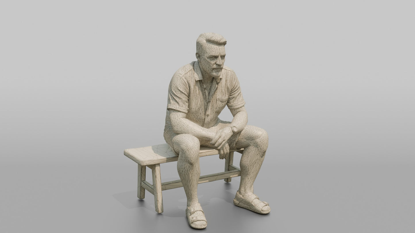 Scandinavian Man Sitting Relaxed on a Bench