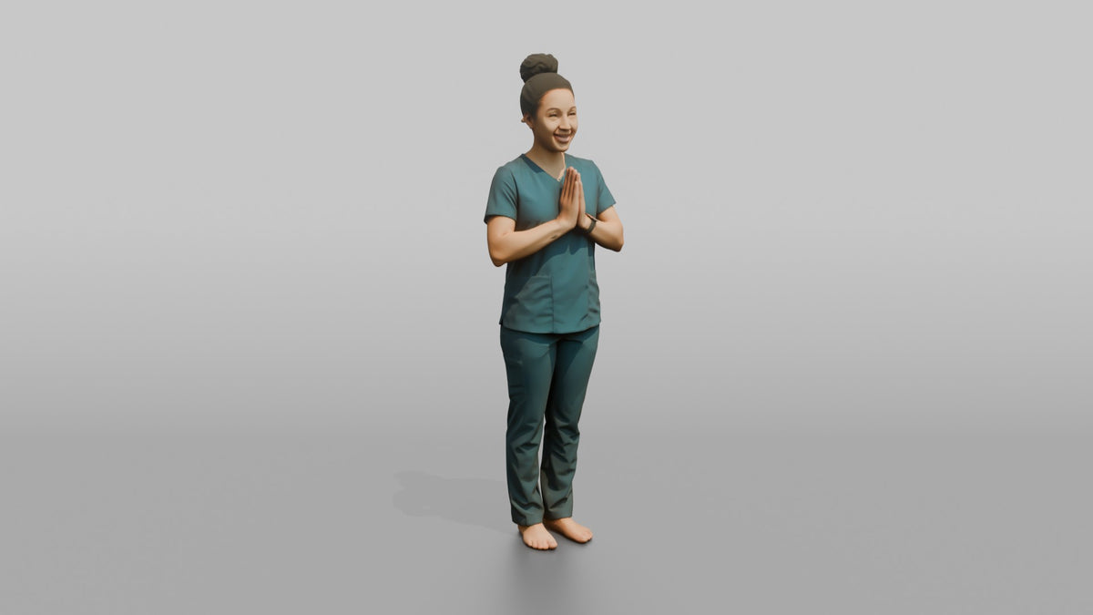 Massage Therapist Man Pressing Palms Together In A Welcoming Gesture - 3D character model
