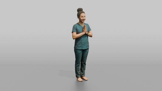 Massage Therapist Man Pressing Palms Together In A Welcoming Gesture - 3D character model