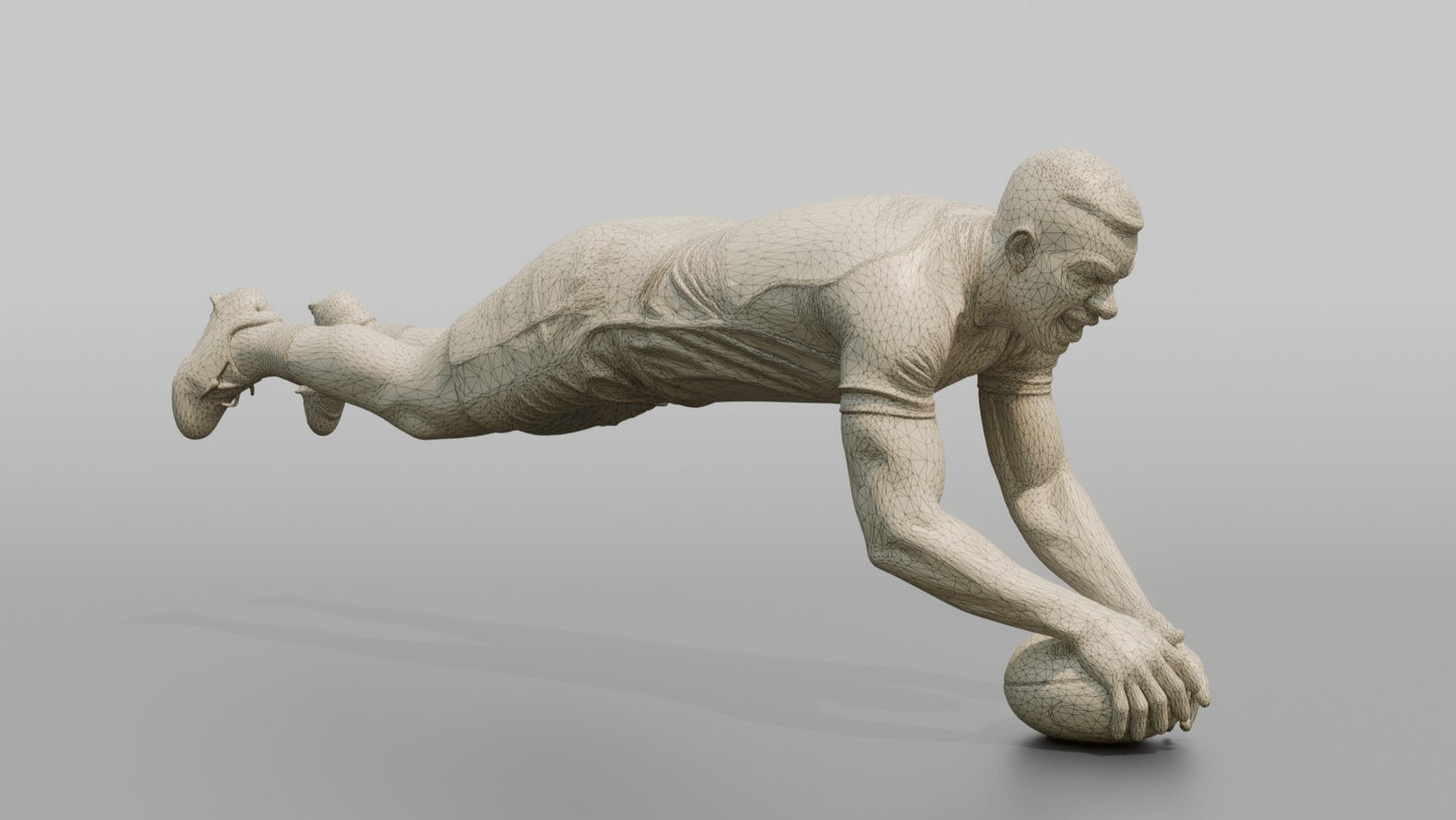 English Flanker Diving to Smother a Loose Ball