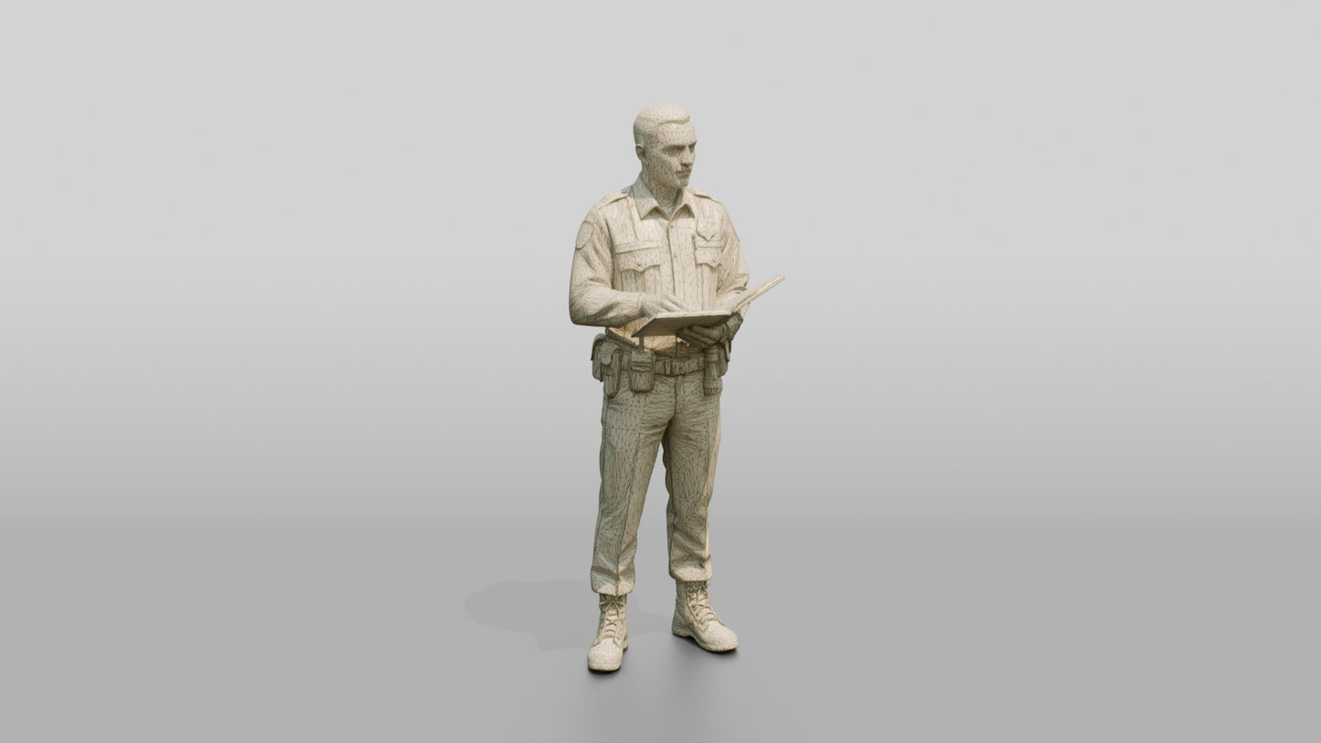 Middle Eastern Male Guard in a Grey Guard Uniform