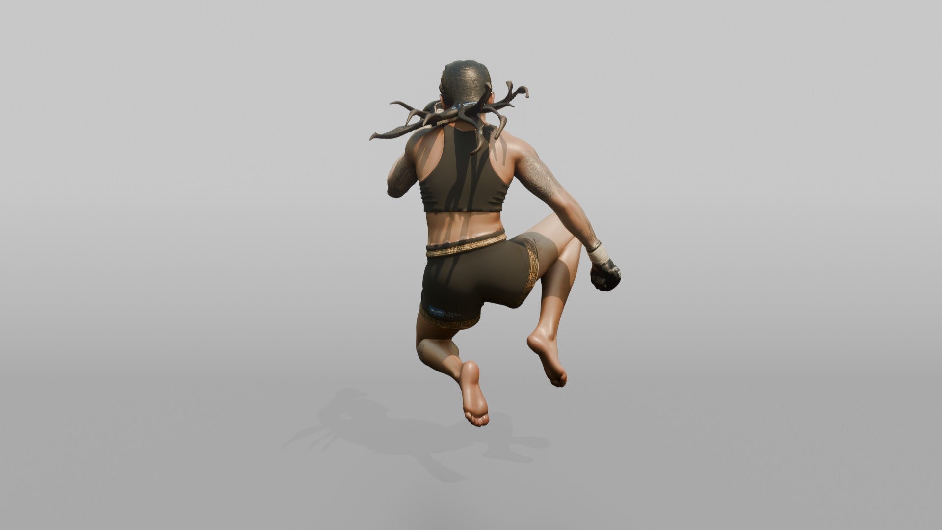 MMA Fighter Aggressive Flying Knee