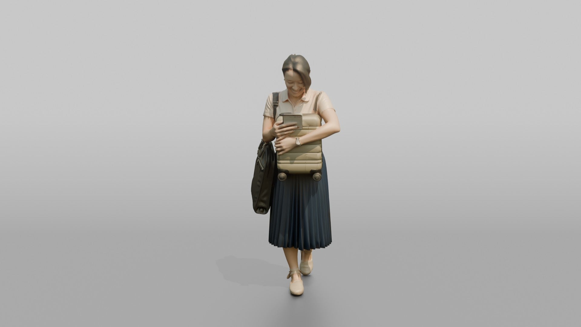 Traveler Hugging Her Carry-On Bag