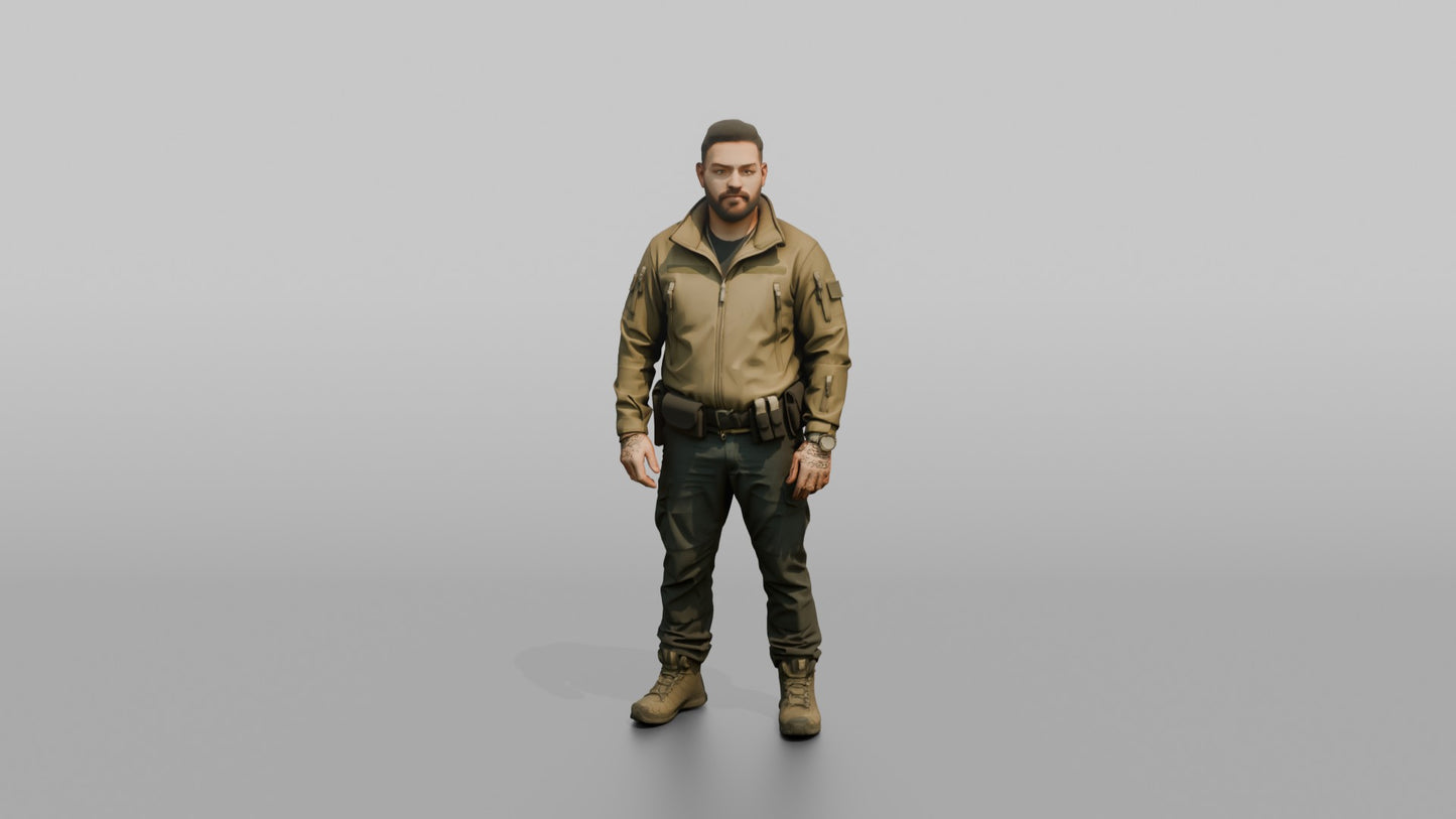 Protester Man Standing in Tactical Gear