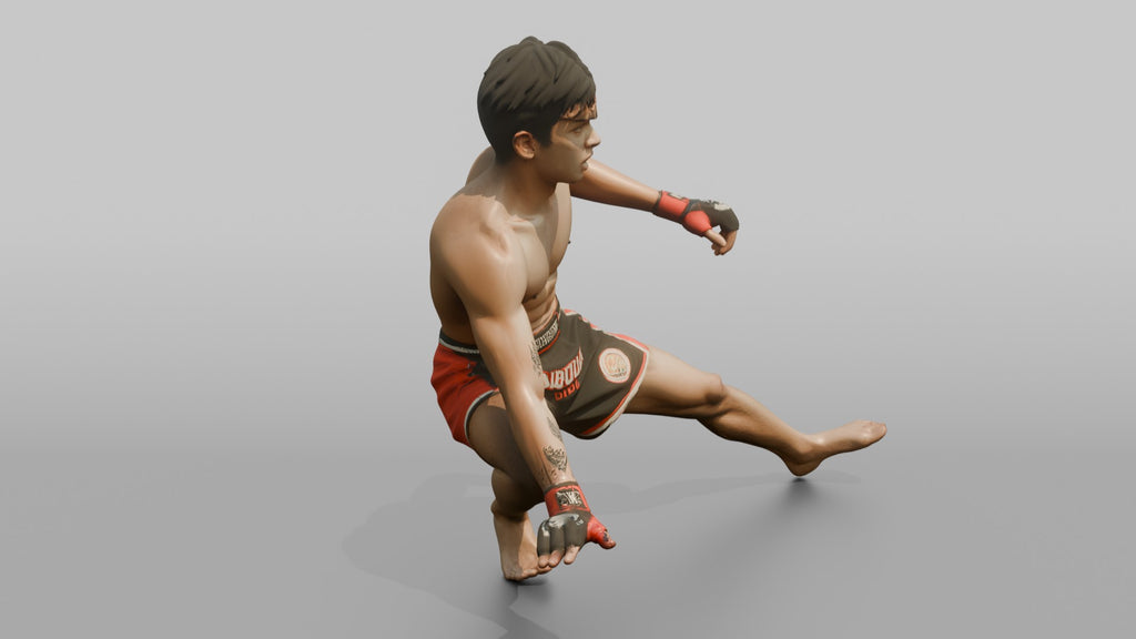 MMA Fighter Low Sweeping Evasive Maneuver
