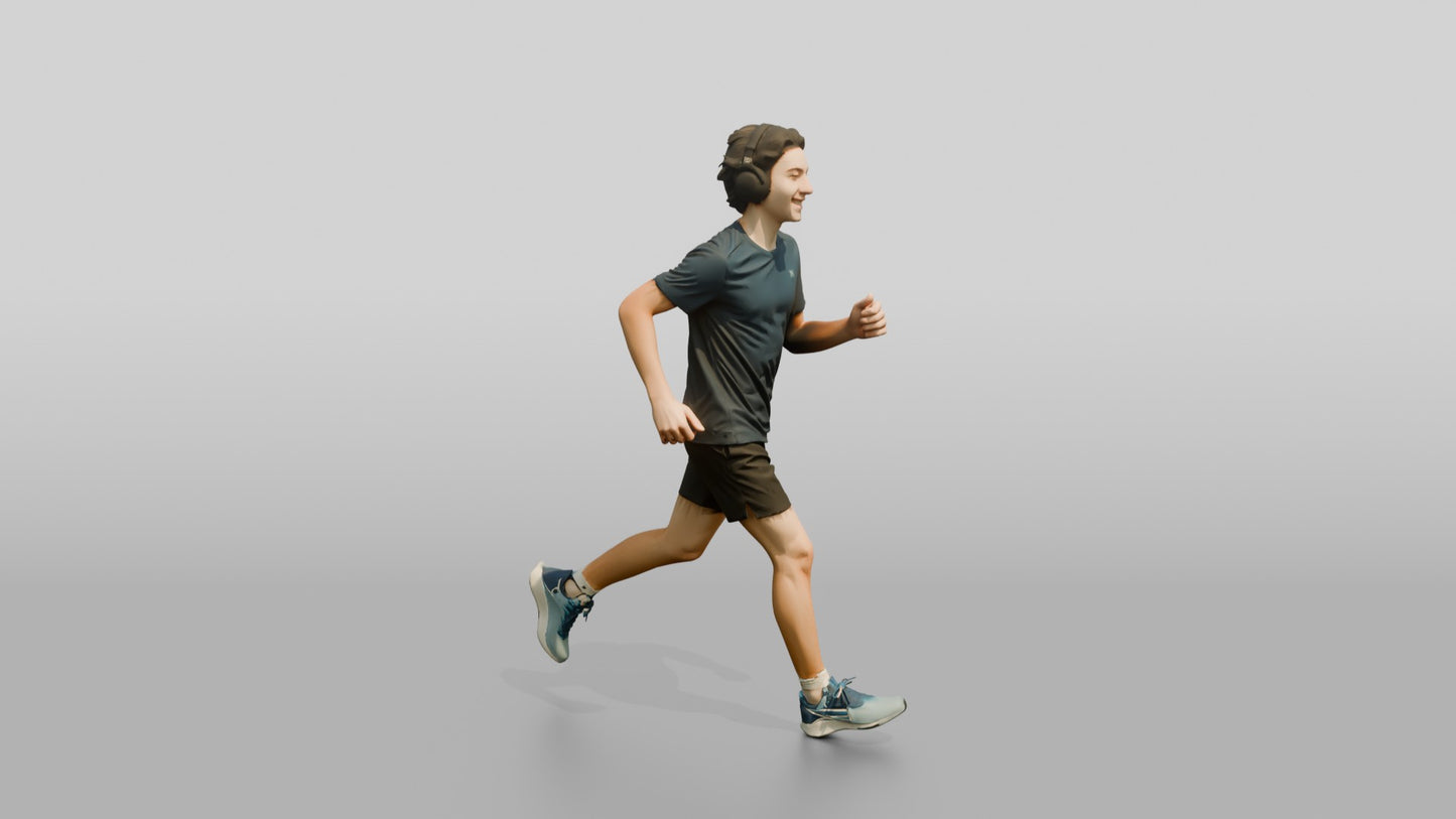 Teenage Boy Jogging with Headphones