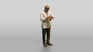 Elderly African Man in an Embroidered Tunic Checking His Watch - 3D character model, view 1