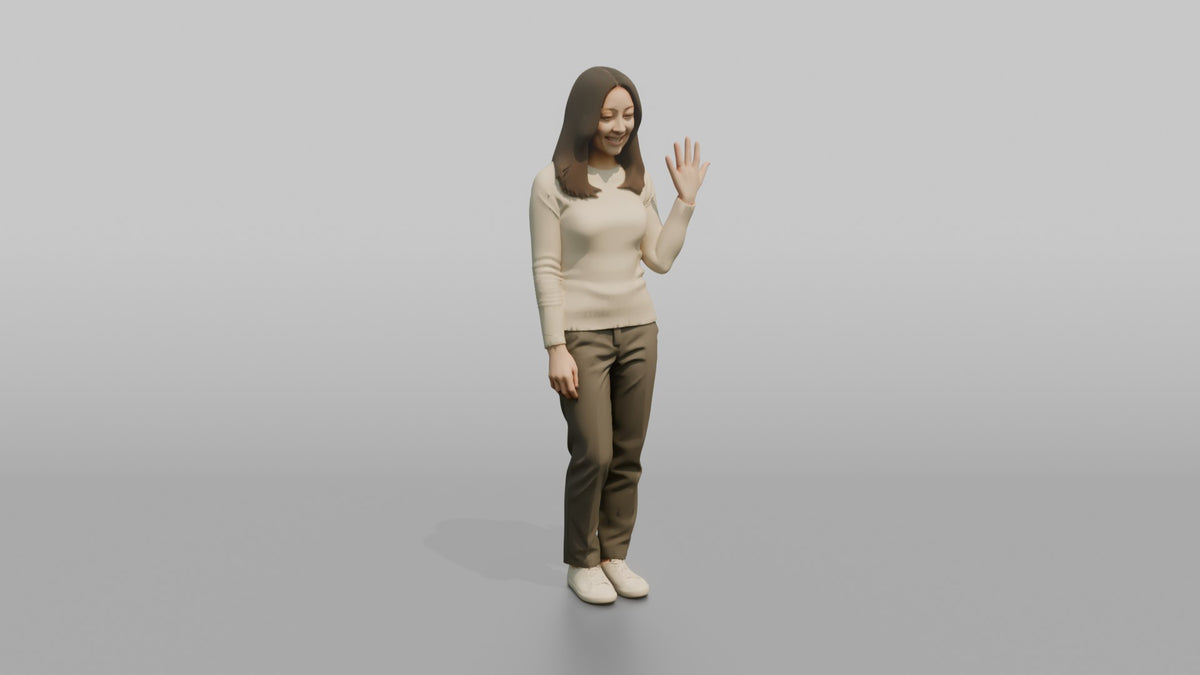Woman Customer Trying On A Ring, Admiring Her Hand - 3D character model