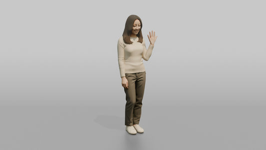 Woman Customer Trying On A Ring, Admiring Her Hand - 3D character model